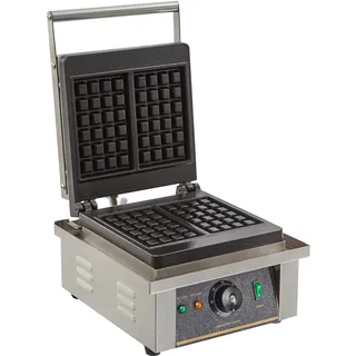 GastroHero Waffeleisen für Belgische Waffeln I Profi-Waffeleisen aus Edelstahl AISI 430 I Backfläche für 2 Belgische Waffeln I Temperaturregelung I Waffelautomat für Gastronomie