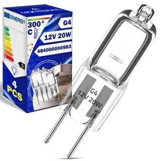 4 Stück Halogen Glühbirne Dunstabzugshaube G4 12V 20W 300°С Leuchtmittel | mit dem Originalcode 484000000983 für Whirlpool - MONTERAL