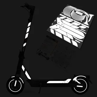 m2medien Aufkleber-Set/Sticker Set geeignet für Segway Ninebot MAX G2D E-Scooter - 46-teilig auf 35x40cm Bogen (Schwarz Reflektierend)