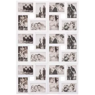 SPRINGOS Bilderrahmen Mehrfachrahmen Fotocollage 24 Fotos Fotorahmen Hoch-Querformat Kunststoffrahmen