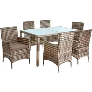 Estexo Polyrattan Set 6-tlg. Beige/Braun