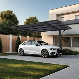 Ximax Carport Wing 2,80 x 5,31 m anthrazit mit Regenrinne