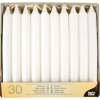 Papstar Tafelkerzen 30 St. Ø 2,1 cm 19,6 cm weiß