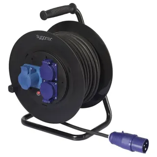 Sygonix SY-6618488 Kabeltrommel 30m Schwarz CEE-Stecker 16A 3polig