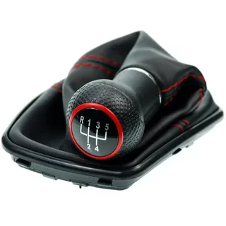 L & P Car Design Schalthebel Schaltsack Rot Schaltknauf Auto f. VW Golf 4 IV Bora Schwarz 23 mm (Set, 1 St., Schaltknauf + Schaltsack + Rahmen), Plug&Play Montage rot|schwarz