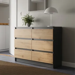 home collective Kommode 100cm breit mit Schubladen anthrazit artisan-eiche Holz Schrank mit Sideboard Highboard Anrichte Schlafzimmer Wohnzimmer Flur Büro Organizer Breite 100cm Höhe 78cm