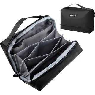 Romon Kabeltasche Organizer Tasche, Kabel Tasche Tech Pouch Universal Kabelorganizer, Reisekabel Organizer Doppelschicht Reise Elektronik Zubehör für USB Ladekabel Powerbank, Schwarz