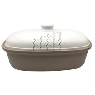 Keramik Brottopf L 34 x 22 x 17 cm (grau/weiß)