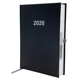 Adina 2026 ADINA Buchkalender Chefplaner A5 schwarz 1 Tag 1 Seite