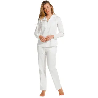 Pastunette Schlafanzug Edler Damen Schlafanzug (2 tlg) Satin weiß 50