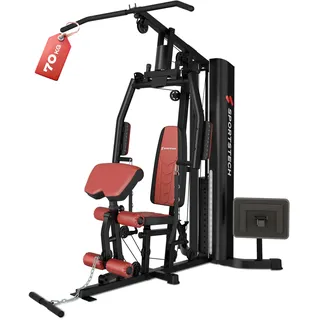 Sportstech Kraftstation HGX150, 45in1 Premium Kraftstation, Multifunktions-Homegym mit Beinpresse, Brustpresse, Latzugstange, Seilzug, Gewichtsplatten bis 70kg