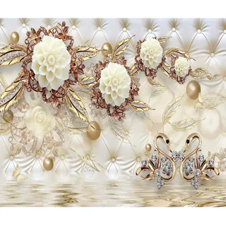 murando - Fototapete Selbstklebend Lederoptik 441x315 cm - Foto Tapete Tapetenfolie Möbelfolie Wandverkleidung Wandtapete Motivtapeten Wohnzimmer Schlafzimmer 3d Modern - Blumen Glamour b-B-0500-a-a