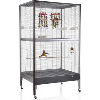 Happy Home 99 B · Antik-Platinum/Oak · Sittich Vogelheim von Montana Cages - Dunkelgrau