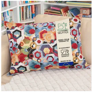 Selfitex Dekokissen XXL 60x80, inkl. Füllkissen, bunter Gobelin-Stoff, Sofakissen aus einer Baumwollmischung, für Bett und Couch. bunt