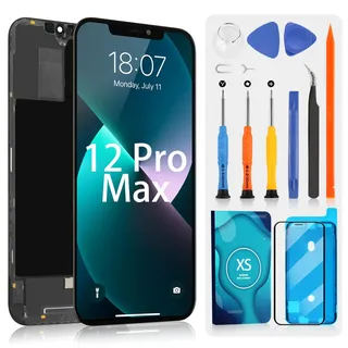 LCD Bildschirm für iPhone 12 Pro Max 2020 LCD Display für iPhone 12 Pro Max A2411 A2342 A2410 A2412 Touchscreen Digitalisiergerät Komplettes Panel mit Reparaturset, (Schwarz Ohne Rahmen)
