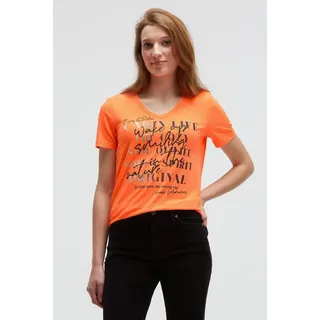Soccx Damen T-Shirt V-Ausschnitt mit Colour Gradient Print Brilliant Orange Xs - XS