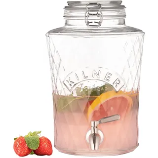 Kilner Getränkespender Diamond | Glas - Edelstahl Zapfhahn - 5 l