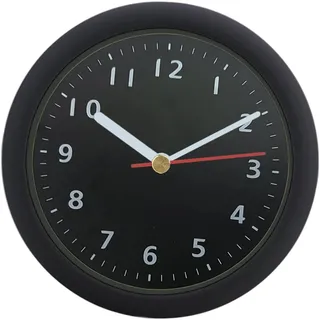 Sharplace wasserdichte Badezimmer-Uhr Mini Badezimmeruhr mit Silikagel Saugnäpfe zum Aufhängen, Funk-Badezimmeruhr, Küchenuhr, Baduhr, Quarz-Uhrwerk, feuchtigkeitsabweisend, 148 mm Schwarz