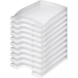 Leitz Briefkorb Flach A4, 10er Pack, Briefablage in Premium-Qualität, Stapelbares Ablagefach als Schreibtisch-Organizer, Kombinierbar mit Plus-Serie, Schlank, Transparent, 52370003