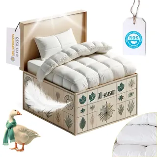 MAXIGA | Ganzjahres Daudendecke 240x260 Premium - Füllgewicht: 2100 Gramm | Federbetten 240x260 Daunen, Ganzjahres Federbett 100% Baumwolle & Nature Federbettdecke Hypoallergen LUX 90% Gänsedaune