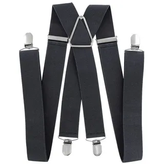 axy Hosenträger für Herren breit 3,5 cm in X-Form mit 4 Hosenträger Clips extra stark längenverstellbar 35mm (Dunkelgrau)