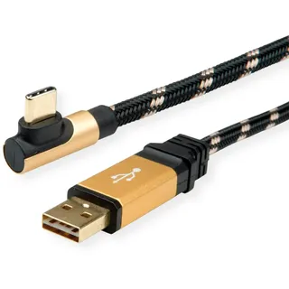 Roline Gold USB 2.0 Kabel, USB A ST reversibel - USB C ST gewinkelt, 3 m