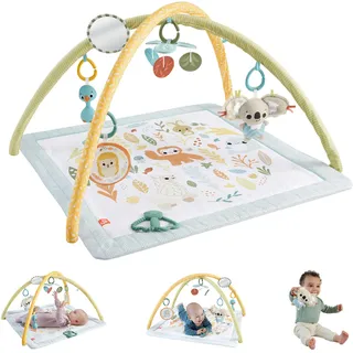 Mattel Fisher-Price Simply Senses sensorische Erlebnisdecke Spielmatte für Babys mit 6 sensorischen Spielzeugen