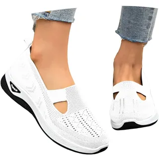 Generisch Sommerschuhe,Orthopädische Schuhe Damen Sommer Bequem Turnschuhe Sommerschuhe Atmungsaktive Leichte Walkingschuhe Sneaker Elegant Fersensporn Schlupfschuhe Barfußschuhe Weiß 38 - 38 EU