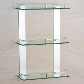 WDSOPK Glasregal 7 Mm Glasregal 3-Stufiger Duschkorb Glasregal Badezimmer Duschregal Regal Aus Gehärtetem Glas(300Mm)