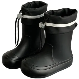 ENEN Gummistiefel Kinder 28-34, Gummistiefel Mädchen und Jungen Kurze Wasserdichte Bequeme Verstellbar Federleichte Regenstiefel Kinder Regenstiefel für Kindergarten Schule Outdoor (Schwarz,33.5) - 33.5 EU