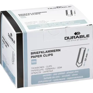 Durable Büroklammern silber verzinkt, 1.000 St.