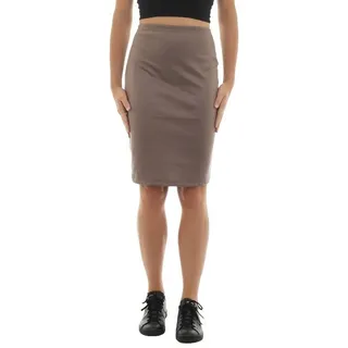 F&K-Mode Midirock Bleistiftrock Midi Rock Stretch Figurbetont figurbetont braun S-M