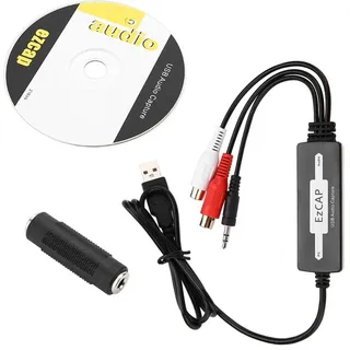 USB Audio Capture Card Audio Sound Grabber Recorder für Plattenspieler Kassetten auf MP3/WAV, Zweikanal-Stereo-Audio