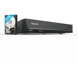 Reolink 8CH 4K PoE NVR Überwachungssystem Rekorder mit 2TB Festplatte, Videoüberwachung für Haus, Innen, Aussen Sicherheit. Unterstützt 16MP/12MP/4K/5MP/4MP HD IP Kameras, RLN8-410