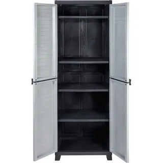 Kreher Hochwertiger Kunststoffschrank der Elite-Serie mit 4 verstellbaren Einlegeböden - Grau