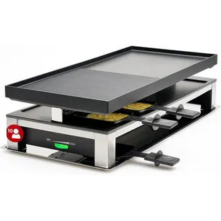 Solis 3 in 1 Raclette Tischgrill 7911 1500 W für 10 Personen schwarz/silber