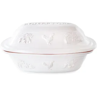 Römertopf Bräter RUSTICO für 6 Person - 5 Liter Schmortopf mit Deckel aus Keramik - Zum Schmoren, Braten und Dampfgaren - Backofengeeignet