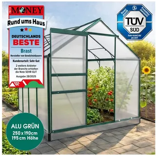 Brast Gewächshaus Alu Grün HKP 6 mm 4,75 m2