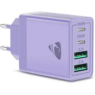 USB C Ladegerät,4-Ports 40W Mehrfach Schnellladegerät USB-C und USB-A,PD 3.0 Power Adapter Stecker Ladeadapter Netzteil für iPhone 14 Pro Max 13 Pro 12 11 SE 2020 XS XR 8 7,iPad,Samsung,Handys