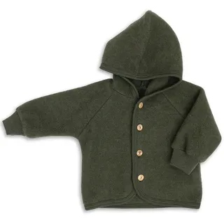 Engel - Wollfleece-Kapuzenjacke HOLZKNÖPFE in schilf melange, Gr.62/68