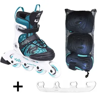 K2 MARLEE PRO PACK Kinder Inline Skate inkl. Schonerset inkl. SABRES 4 Schlittschuh Eiskufen - 32-37