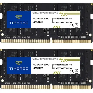 Timetec 32GB KIT (2x16GB) DDR4 3200MHz (PC4-3200AA) PC4-25600 SODIMM – Non-ECC ungepuffert, 260-polig, 1,2V CL22, Speichermodul für Laptops, Mini-PCs und All-in-One-Computer.