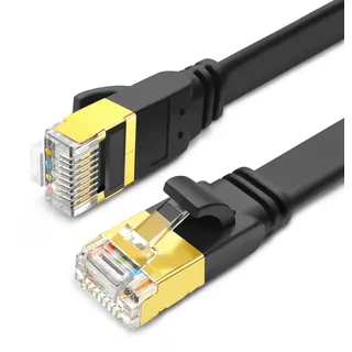 Yauhody Lan Kabel Netzwerkkabel Cat 8, Ethernet Kabel 0.5m 1m 2m 3m 5m 6m 8m 10m 15m 20m 30m, 40Gbps 2000MHz STP RJ45 Gigabit Patchkabel Flach, Schneller als Cat 7 (Schwarz 0.5m)