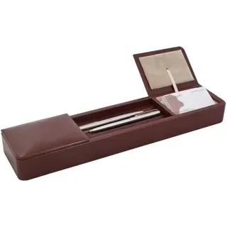 Schreibtisch-Organizer aus Holz und gefüttert mit Kunstleder, 38,5 x 8,5 x 4,6 cm