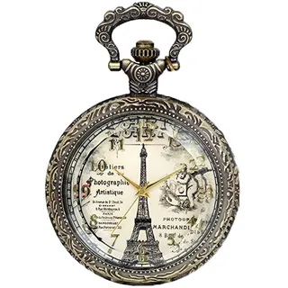 JewelryWe Muttertagsgeschenk Retro Taschenuhr mit Kette Damen Herren Analog Quarz Kettenuhr Vintage Uhr Anhänger mit Halskette Geschenk für Frauen Männer