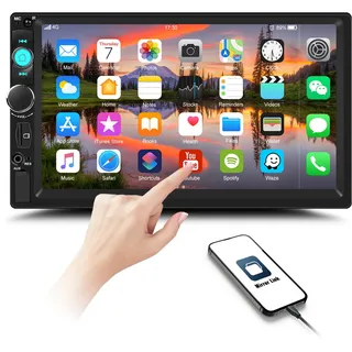 【2025 Upgrade】 GOHHDL 2Din Bluetooth Autoradio mit 7 Zoll Auto Bildschirm, Doppel Din Touchscreen Autoradio mit Mirror Link Bluetooth FM Radio EQ USB SWC