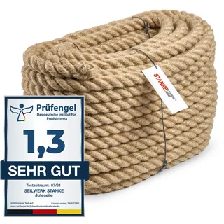 Seilwerk STANKE Juteseil 12mm 15m Seil Kordel Schnur Tau Jute Deko Garten | Aus 100% Jute Naturfaser: Robustes Naturseil für Kratzbaum, Handlauf, Absperrung, Tauziehen, DIY & Verpackung - Wetterfest.