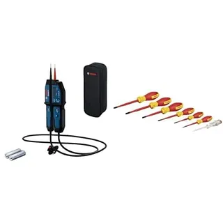 Bosch Professional Voltage Tester GVT 1000-15 mit VDE Screwdriver Set SL/PH (with Single Pole Phase Tester - 7 Pieces)