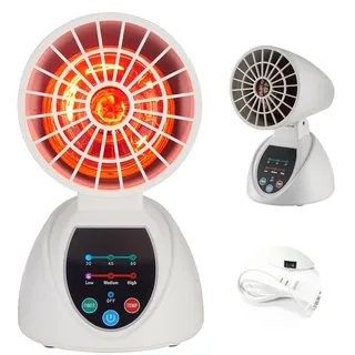 GUOMIS Rotlichtlampe wärmelampe,Rotlichtlampen, Infrarotlamp 150 watt,3-stufige Temperatur- und Zeiteinstellung, verstellbarer Winkel, fördert die Durchblutung und lindert Muskelermüdung