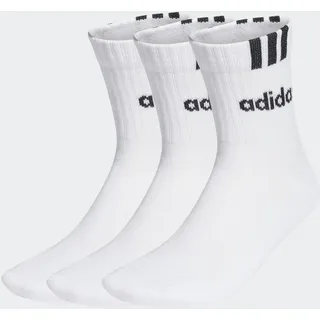 adidas 3-Streifen Linear Half-Crew Cushioned Socken, 3 Paar White / Black 43-45